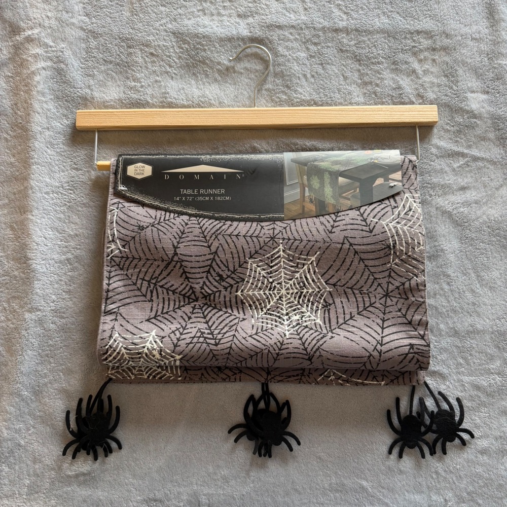 Domain Halloween Spiderweb Glow in the Dark Table Runner 14 x 72 - AH1513